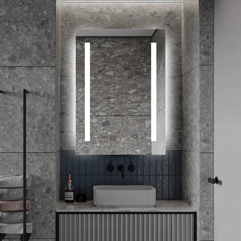 Lustro podświetlane LED 50x70 cm prostokątne H-1421