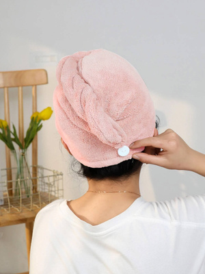 Ręcznik na włosy z mikrofibry szybkoschnący różowy basic