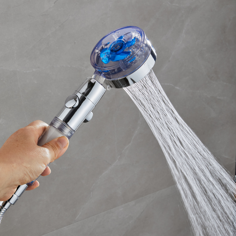 Słuchawka prysznicowa TURBO EKO z turbiną wentylatorem niebieska