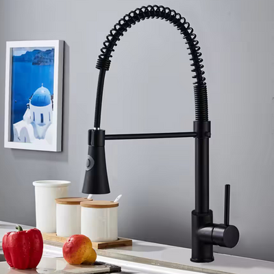 Bateria kuchenna z wyciąganą wylewką QUEEN BLACK