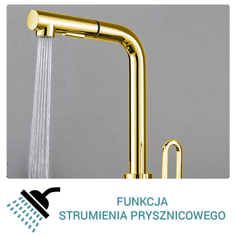 Bateria kuchenna złota z wyciąganą wylewką GAJA