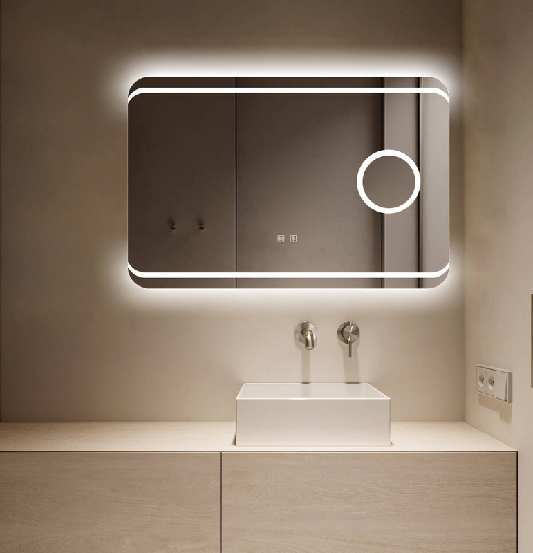 Lustro łazienkowe podświetlane LED 90x60 prostokątne powiększające J141