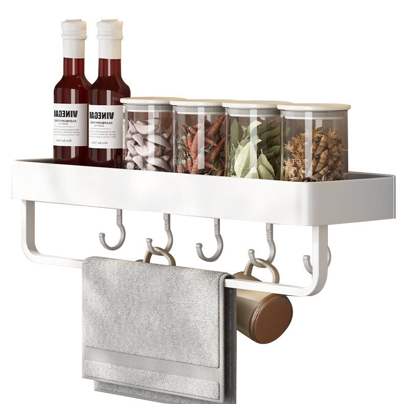 Półka łazienkowa wisząca biała LOFT 50cm z wieszakiem