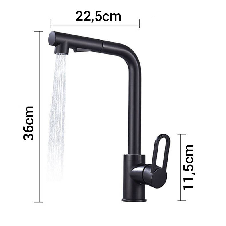 Bateria kuchenna czarna GAJA z wyciągana wylewką