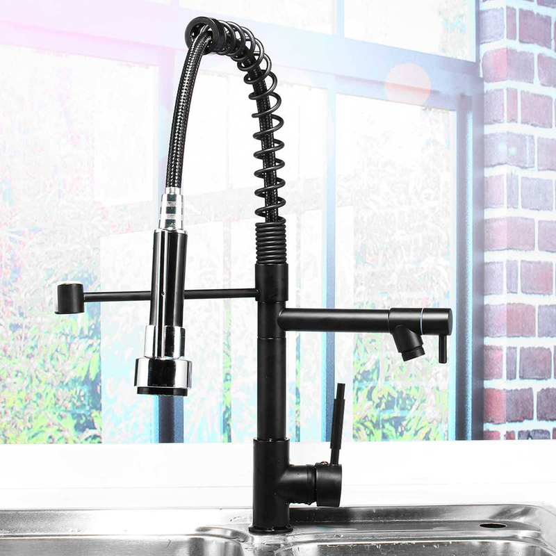 Bateria kuchenna wyciągana wylewka czarna matowa DUAL BLACK-CHROM