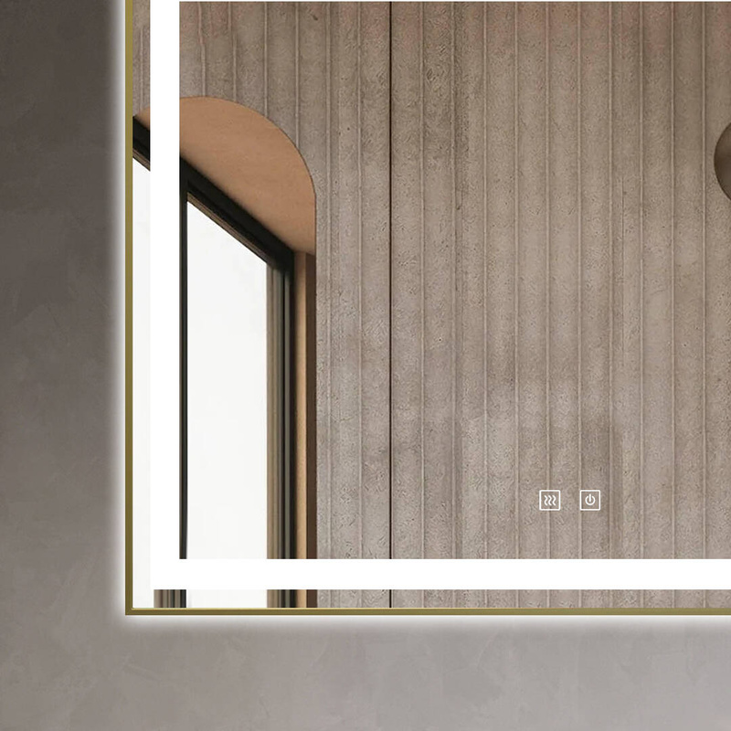 Lustro podświetlane LED 80x60 cm prostokątne J07 złota ramka