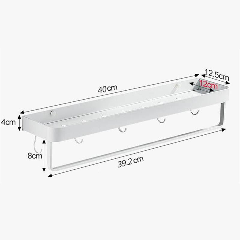 Półka łazienkowa wisząca biała LOFT 40cm z wieszakiem