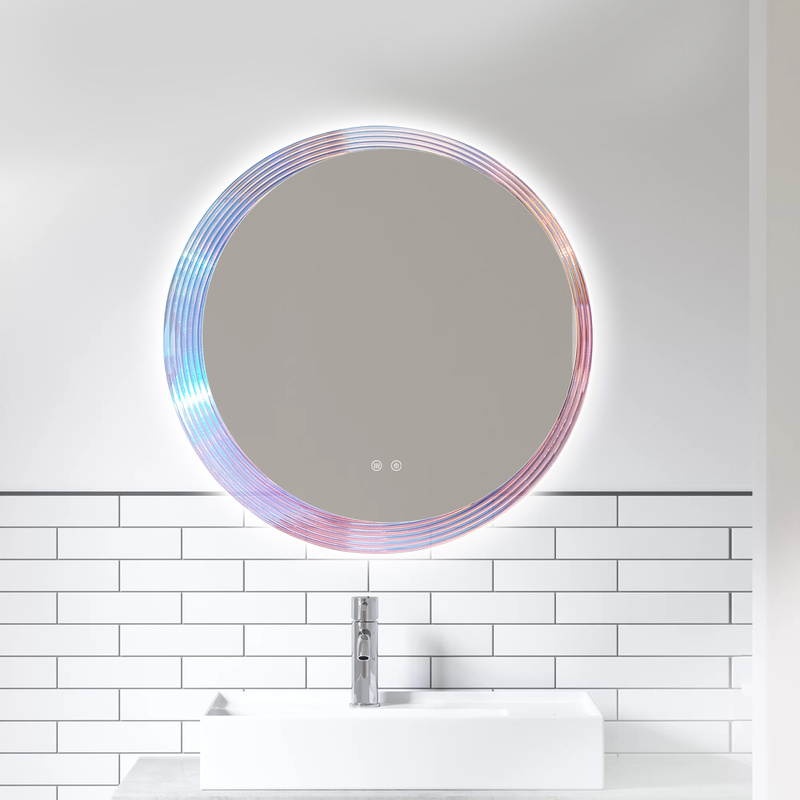 Lustro podświetlane LED 70 cm okrągłe H-2055 z wielokolorową ramą