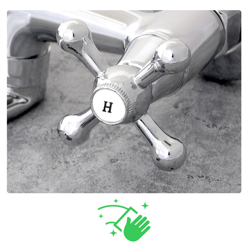 Bateria kuchenna umywalkowa ścienna pokrętła retro S