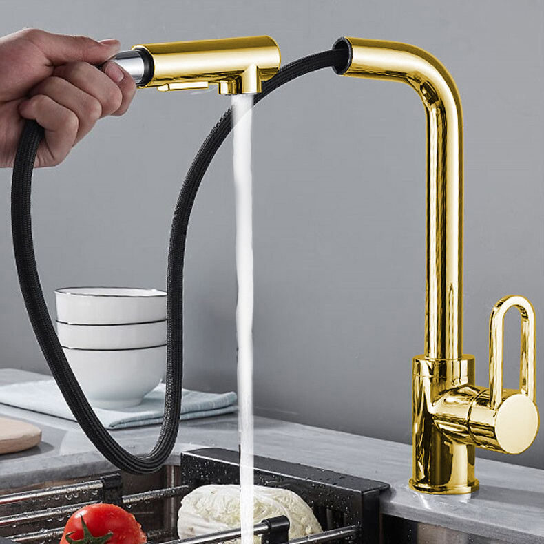 Bateria kuchenna złota z wyciąganą wylewką GAJA