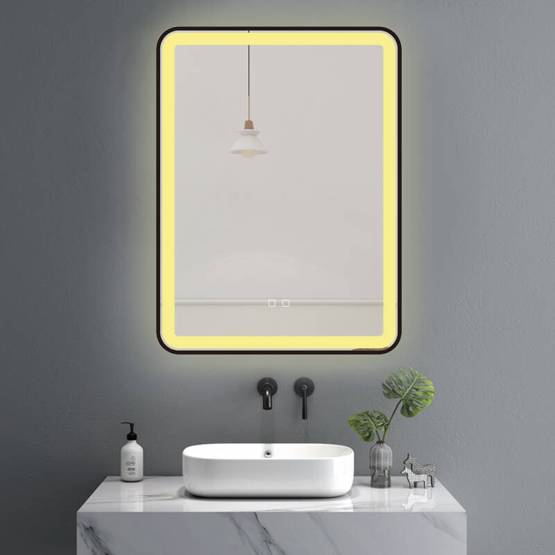 Lustro podświetlane LED 60x80 cm prostokątne J24 w czarnej ramie