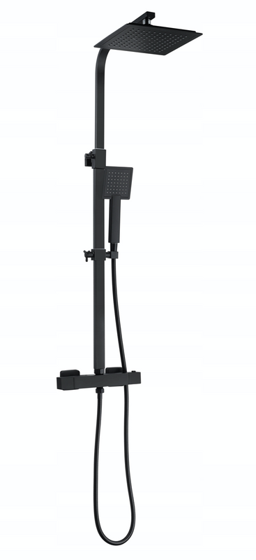 Zestaw czarna bateria prysznicowa termostatyczna z deszczownicą NOVA