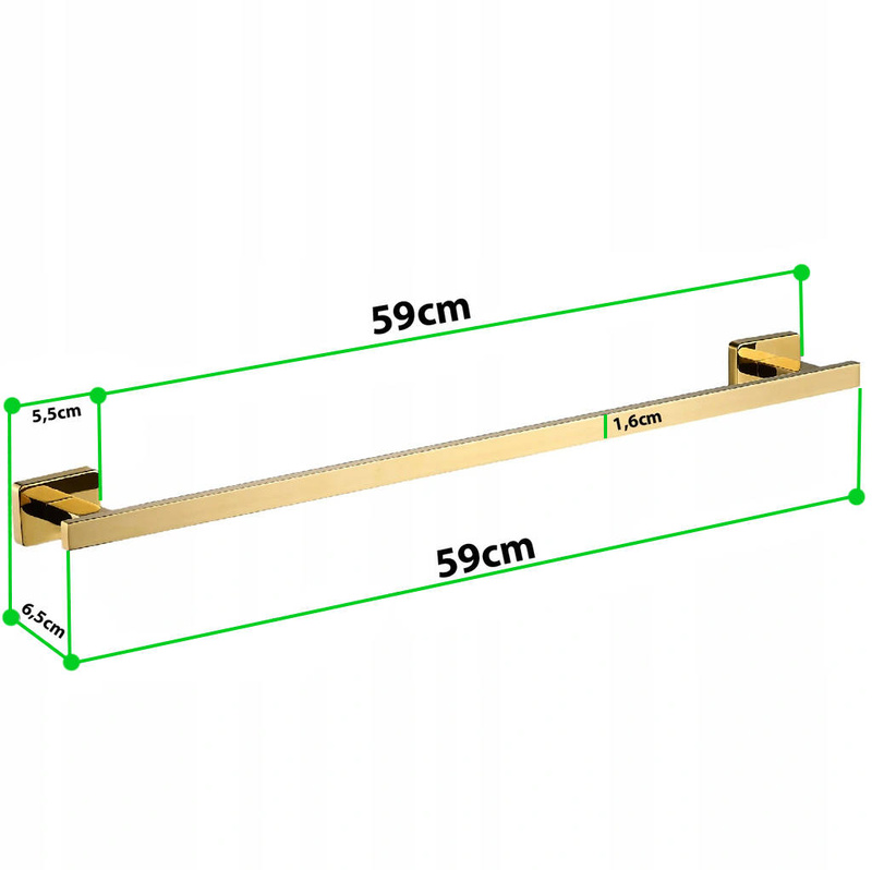 Wieszak łazienkowy na ręczniki długi złoty