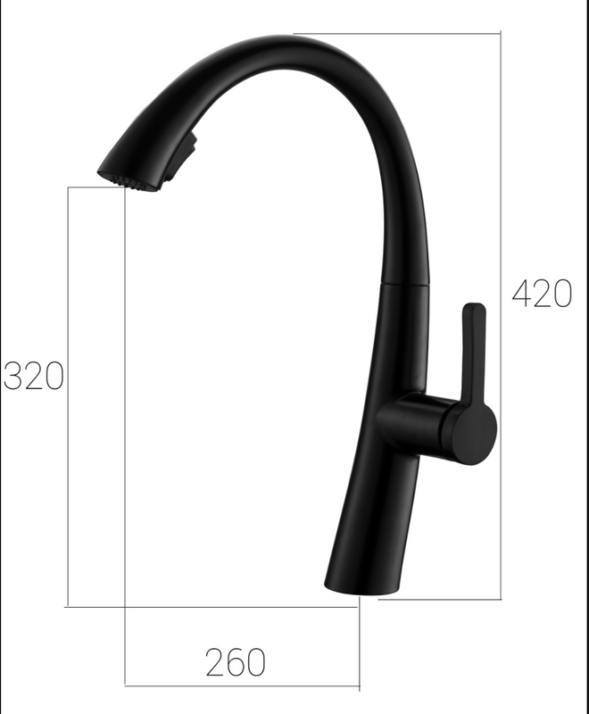 Bateria kuchenna czarna wyciągana wylewka FALA