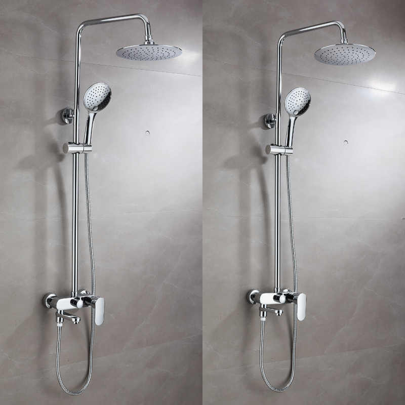 Zestaw natryskowy kolumna prysznicowa srebrna + bateria wannowo-prysznicowa, słuchawka 3-funkcyjna BOSS CHROM