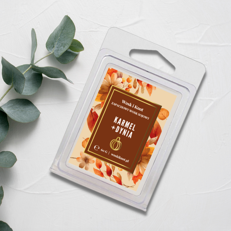 Wosk zapachowy sojowy do kominka KARMEL + DYNIA