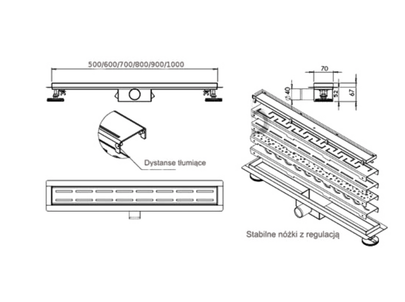 Odpływ liniowy Bąbelki 100cm