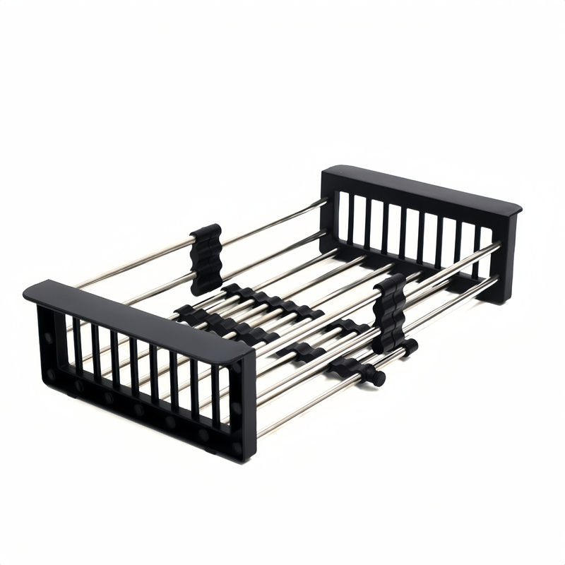 Koszyk teleskopowy do zlewozmywaka wkładka ociekowa na naczynia uniwersalny czarny