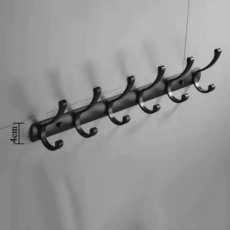 Wieszak łazienkowy FLOW czarny matowy 6-uchwytowy