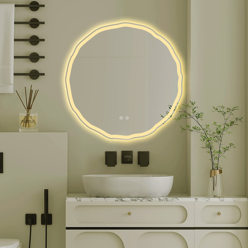 Lustro podświetlane LED 70 cm okrągłe nieregularne H-3002