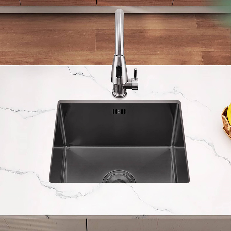 Zlewozmywak stalowy 37x45 czarny + syfon GRATIS podblatowy, podwieszany