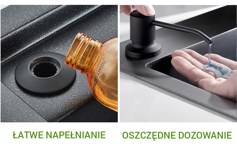 Dozownik na płyn do mycia naczyń do zlewozmywaka czarny napełniany od góry