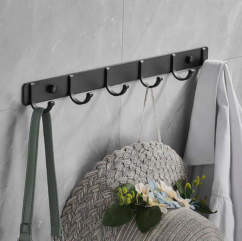 Wieszak na ubrania klucze ręczniki ścienny czarny 44 cm