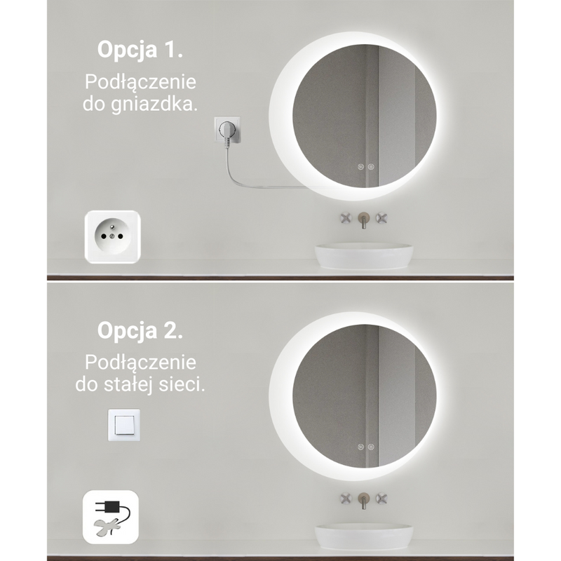 Lustro podświetlane LED 60 cm okrągłe H-2015
