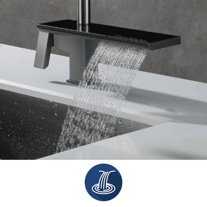 Bateria kuchenna WATERFALL z wyciąganą wylewką czarna mat