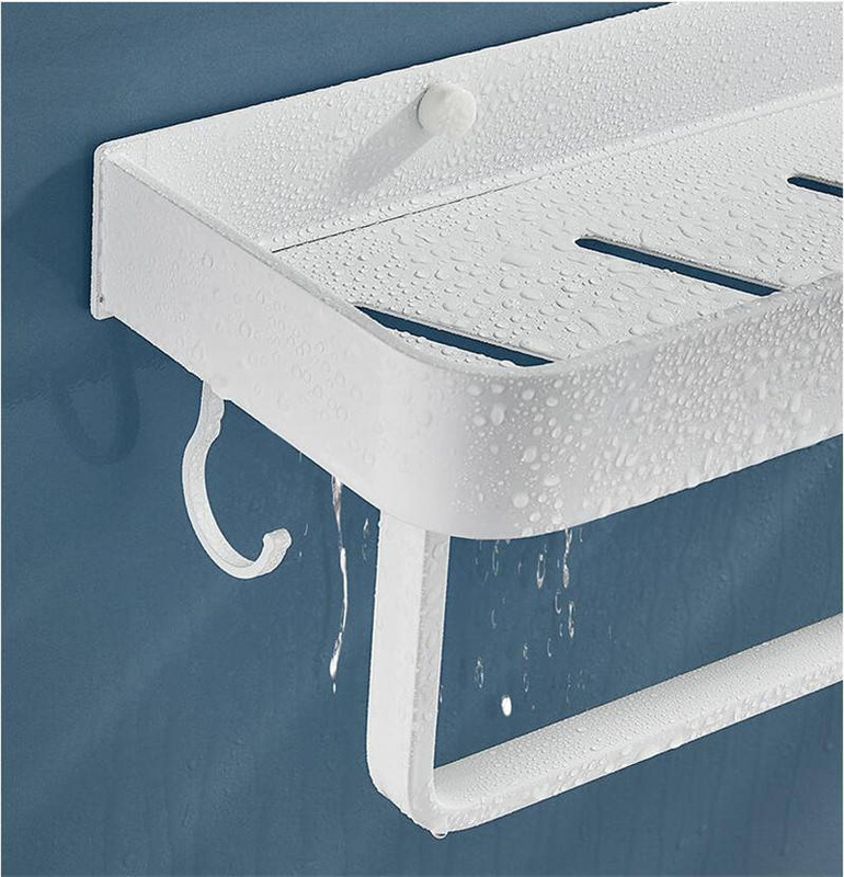 Półka łazienkowa wisząca biała LOFT 40cm z wieszakiem