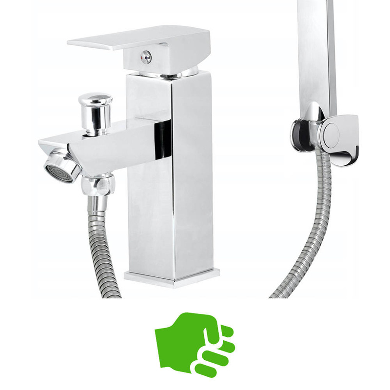 Bateria wannowa stojąca CARO + zestaw prysznicowy