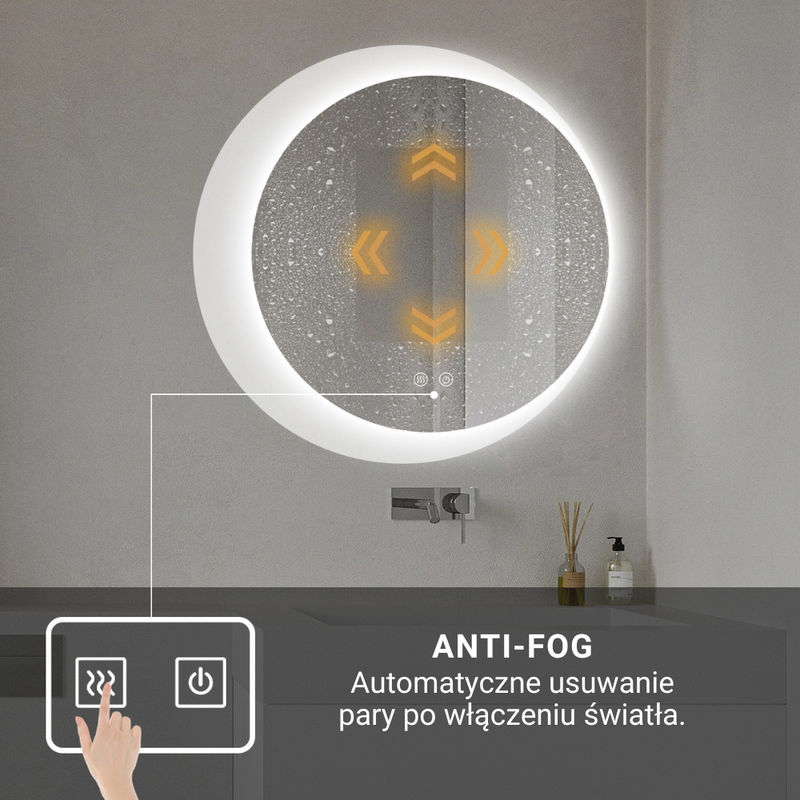 Lustro podświetlane LED 60 cm okrągłe H-2015