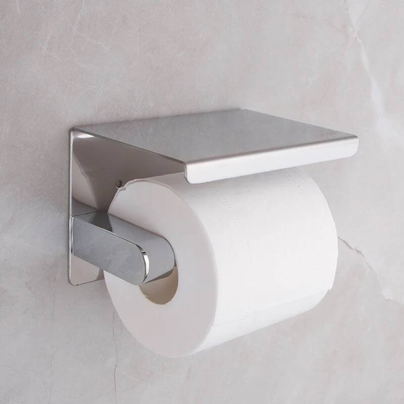Uchwyt na papier toaletowy z półką na telefon STAL