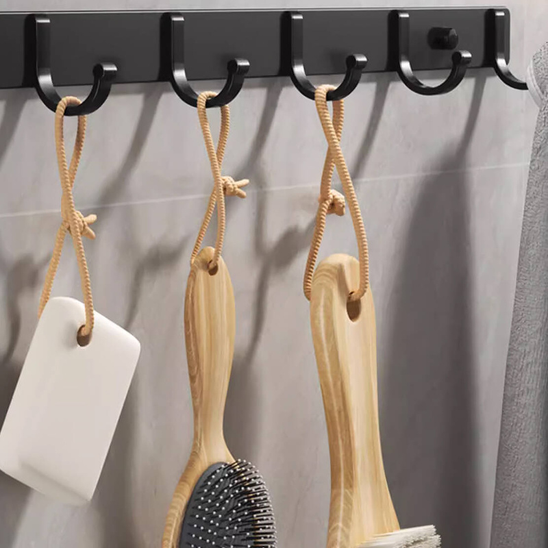 Wieszak na ubrania klucze ręczniki ścienny czarny 36 cm