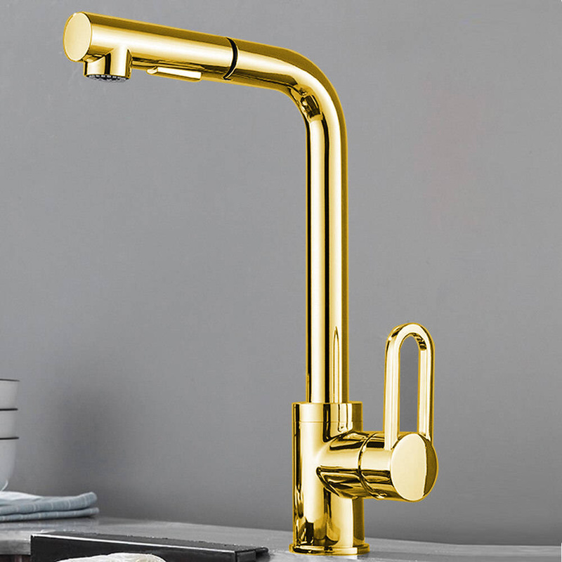 Bateria kuchenna złota z wyciąganą wylewką GAJA