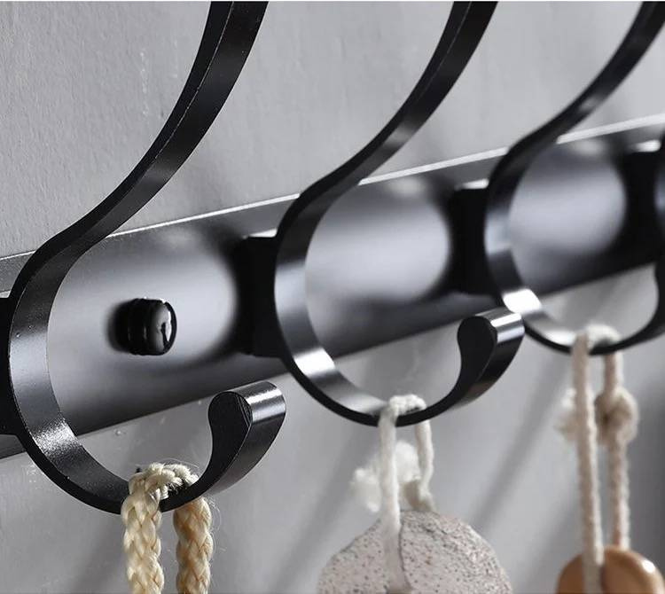 Wieszak łazienkowy FLOW czarny matowy 4-uchwytowy