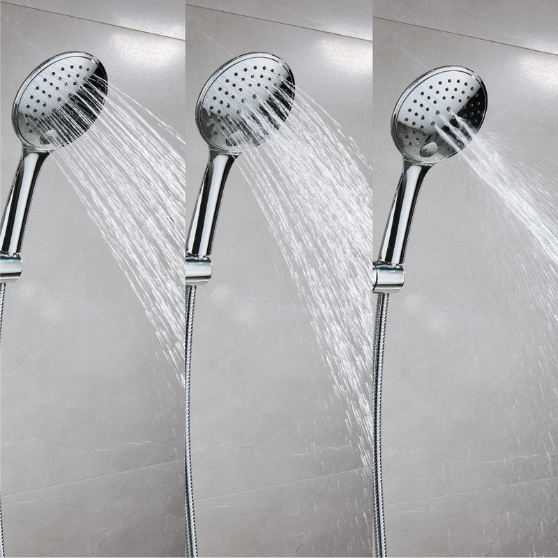 Zestaw natryskowy kolumna prysznicowa srebrna + bateria wannowo-prysznicowa, słuchawka 3-funkcyjna BOSS CHROM