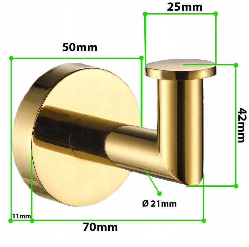 Wieszak haczyk złoty pojedynczy na ręcznik
