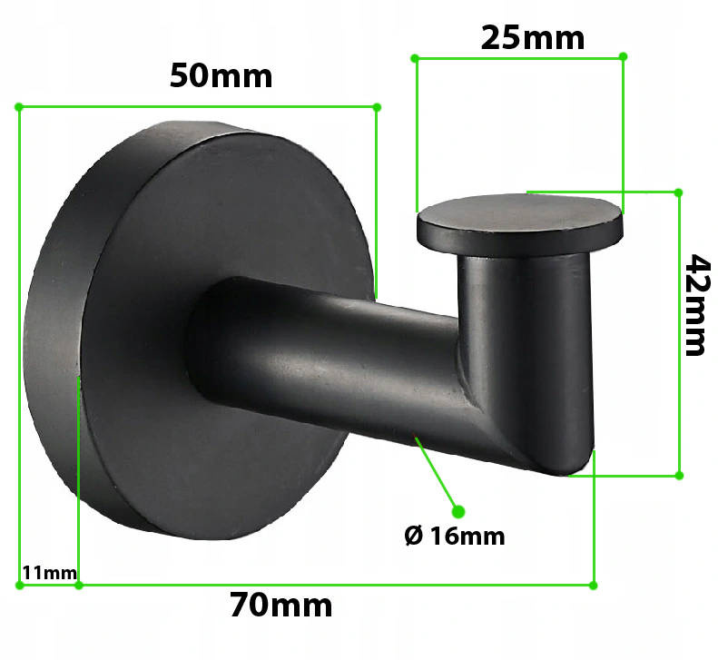 Wieszak haczyk czarny matowy na ręcznik