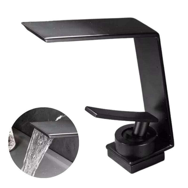 Bateria umywalkowa z wodospadową wylewką DELLA czarna