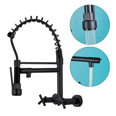 Bateria kuchenna ścienna wysoka restauracyjna wyciągana DUAL 2 BLACK