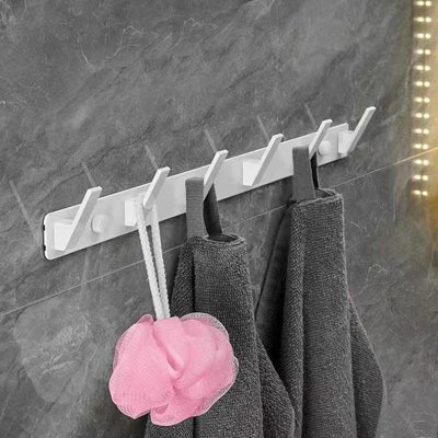 Wieszak łazienkowy biały ESSA 6-uchwytowy