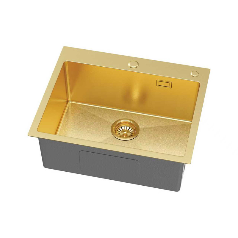 Zlewozmywak stalowy chropowaty 55x45 złoty + syfon GRATIS