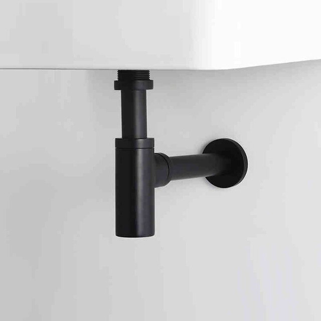 Syfon umywalkowy i korek Clack-Clack z przelewem czarny