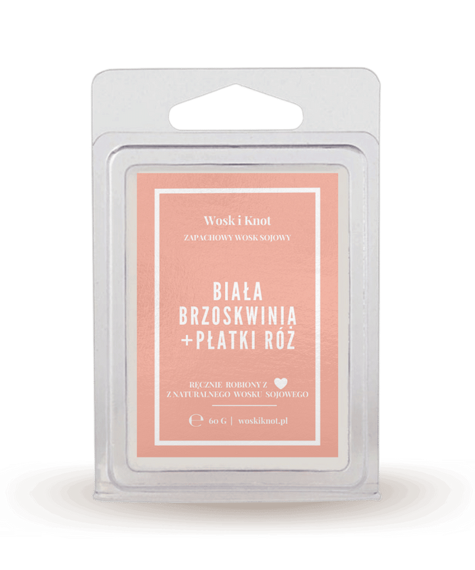 Wosk zapachowy sojowy do kominka Biała brzoskwinia+płatki róż