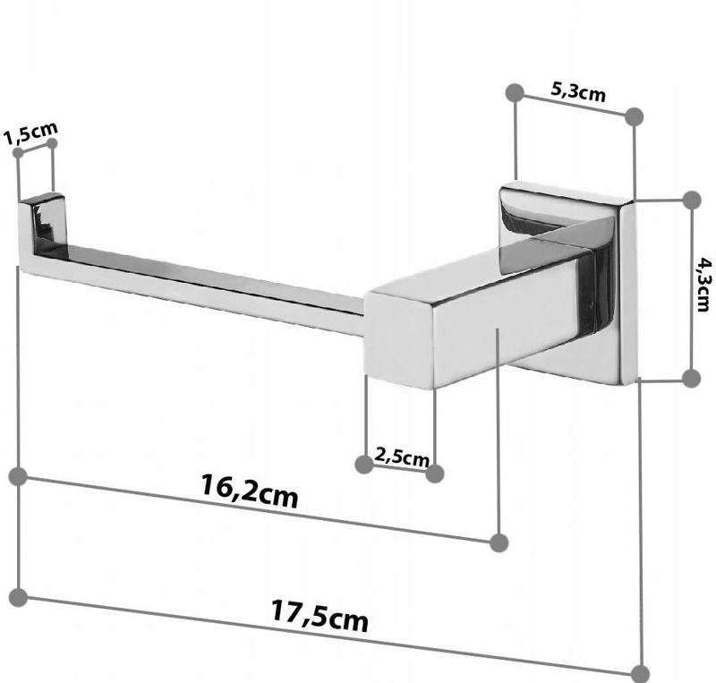 Uchwyt na papier toaletowy chromowany prostokątny