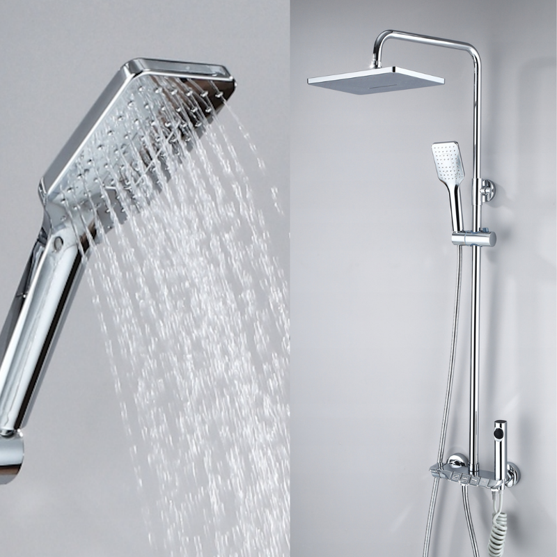 Zestaw natryskowy kolumna prysznicowa srebrna + bateria, słuchawka, bidetka MODERN CHROM