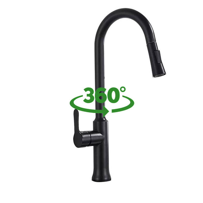 Bateria kuchenna z wyciąganą wylewką SIENA czarna