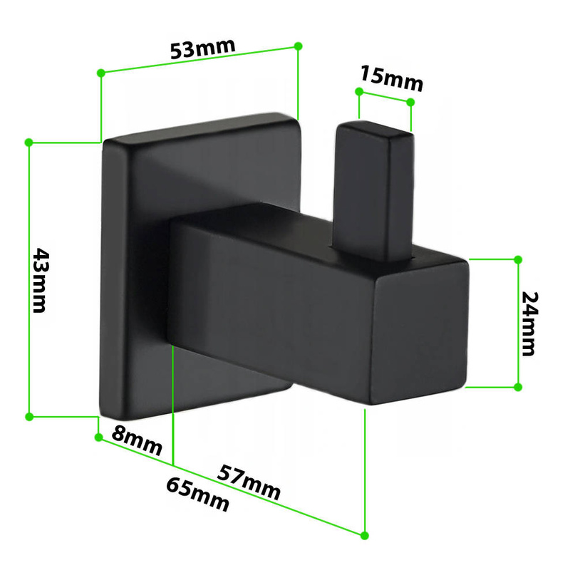 Wieszak uchwyt na ręcznik czarny prostokątny FORB