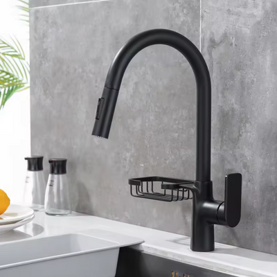 Bateria kuchenna z wyciąganą wylewką i półką LESTRE BLACK